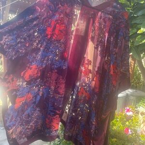 Burgundy and Black Sheer Floral Velvet Burnout Kimono/Cardigan🌹